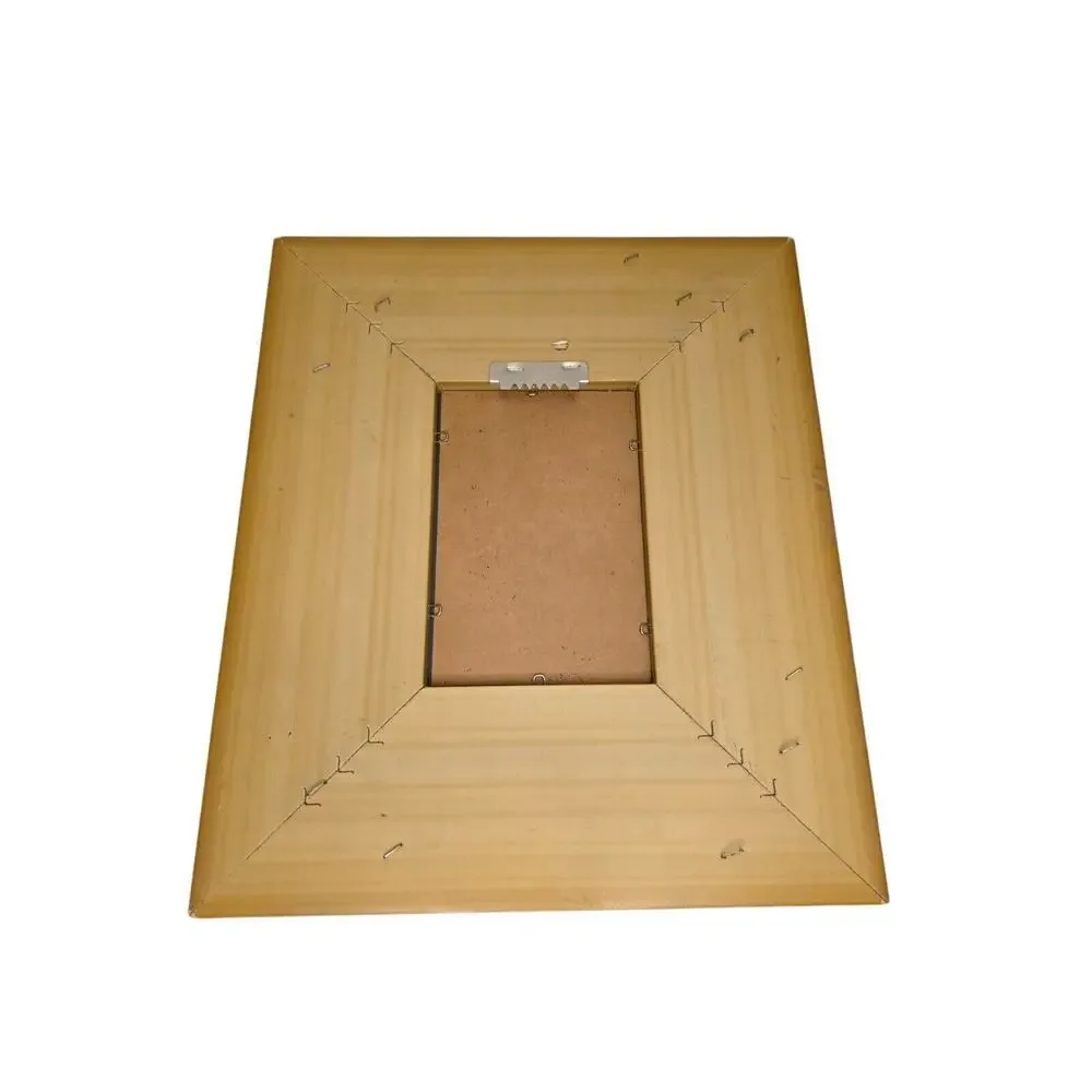 Antique Gold Textured Picture Frame With Ribbed Inner Design & Beveled Glass Ins